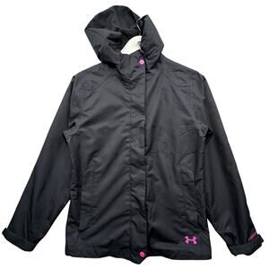 Under Armour Storm Cold Gear Infrared Gray Pink Hooded Jacket Girls Youth Medium